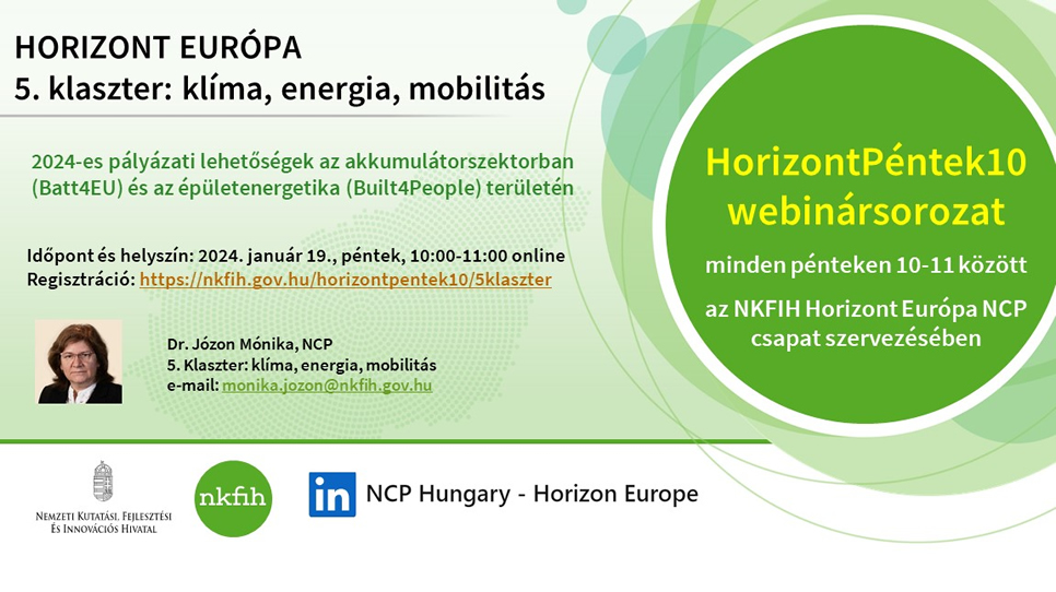 HorizontPéntek10 - Klaszter 5. Klíma, energia, mobilitás (2024. január 19.)