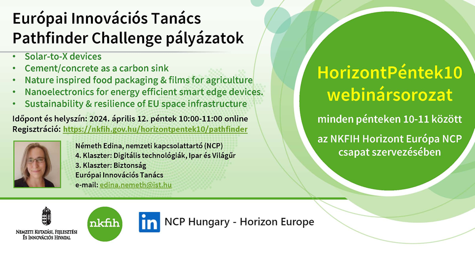 HorizontPéntek10 – Európai Innovációs Tanács Pathfinder Challenges felhívások