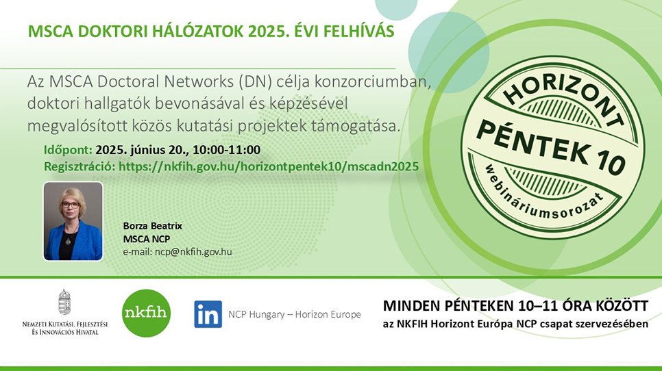 HorizontPéntek10 - MSCA Doktori Hálózatok 2025. évi pályázat (2025. június 20.)