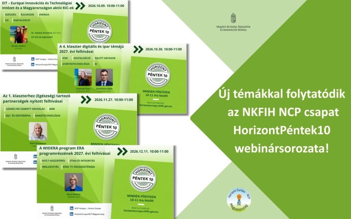 Horizont Európa tájékoztató webináriumok – 2026 őszi évad Horizont Európa tájékoztató webináriumok – 2026 őszi évad